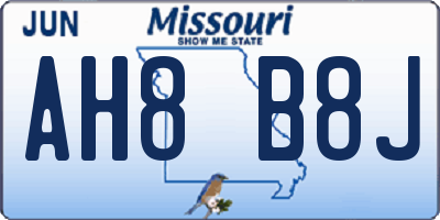 MO license plate AH8B8J