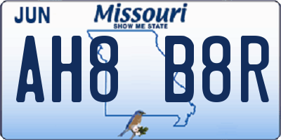 MO license plate AH8B8R