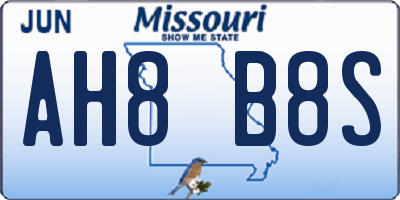 MO license plate AH8B8S