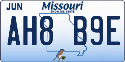 MO license plate AH8B9E