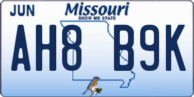MO license plate AH8B9K