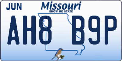 MO license plate AH8B9P