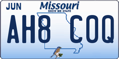 MO license plate AH8C0Q