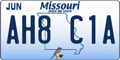MO license plate AH8C1A