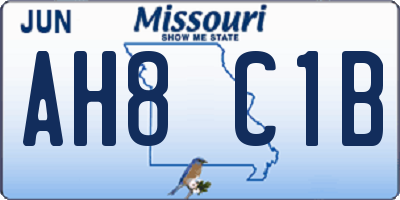 MO license plate AH8C1B