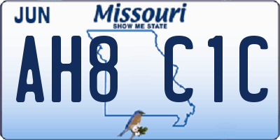 MO license plate AH8C1C