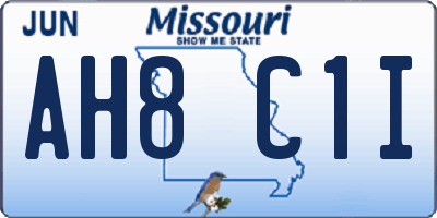 MO license plate AH8C1I