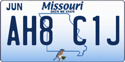MO license plate AH8C1J
