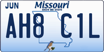 MO license plate AH8C1L