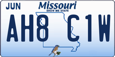 MO license plate AH8C1W
