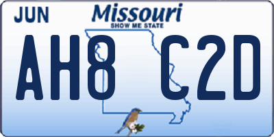 MO license plate AH8C2D