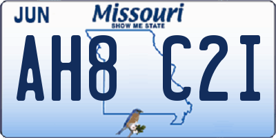 MO license plate AH8C2I
