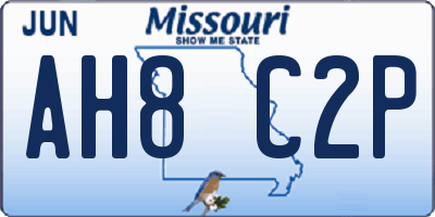 MO license plate AH8C2P