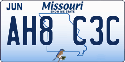 MO license plate AH8C3C