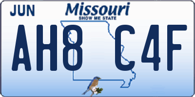 MO license plate AH8C4F