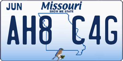 MO license plate AH8C4G
