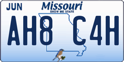MO license plate AH8C4H