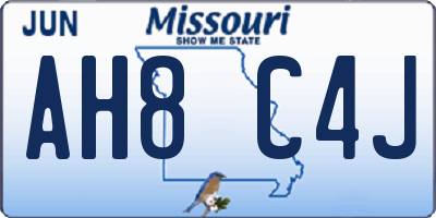 MO license plate AH8C4J