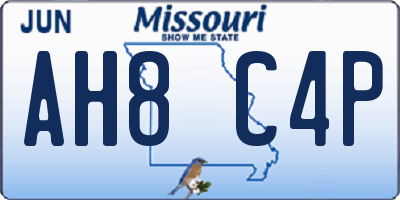 MO license plate AH8C4P
