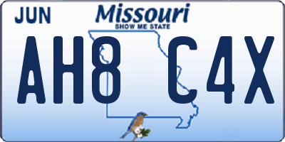 MO license plate AH8C4X