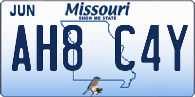 MO license plate AH8C4Y