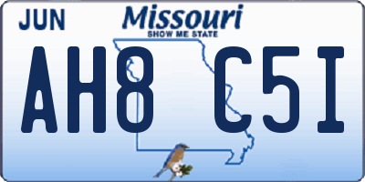 MO license plate AH8C5I