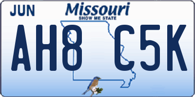 MO license plate AH8C5K