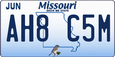 MO license plate AH8C5M