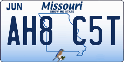 MO license plate AH8C5T