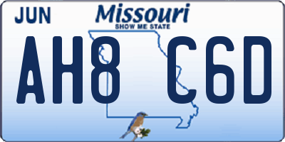 MO license plate AH8C6D