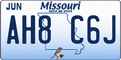 MO license plate AH8C6J