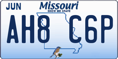 MO license plate AH8C6P