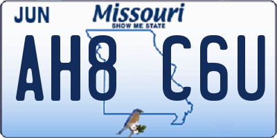 MO license plate AH8C6U