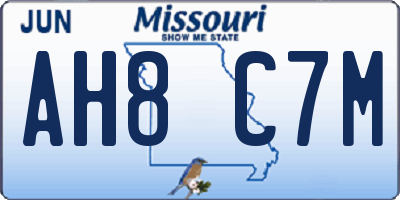 MO license plate AH8C7M