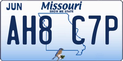 MO license plate AH8C7P