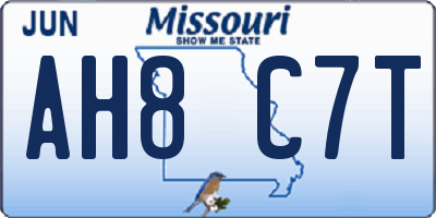 MO license plate AH8C7T
