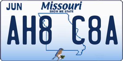MO license plate AH8C8A