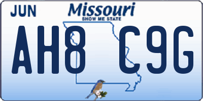MO license plate AH8C9G