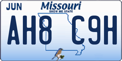 MO license plate AH8C9H