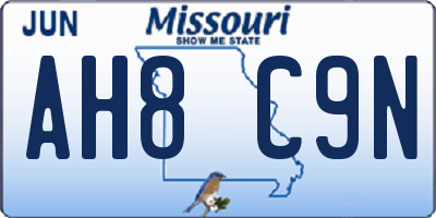 MO license plate AH8C9N