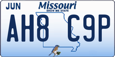 MO license plate AH8C9P