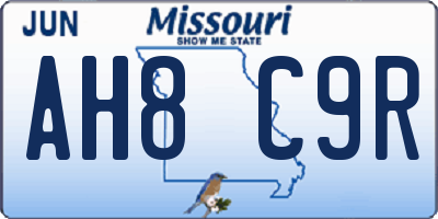 MO license plate AH8C9R