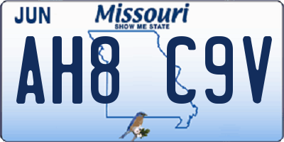 MO license plate AH8C9V