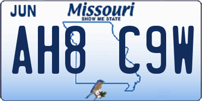 MO license plate AH8C9W