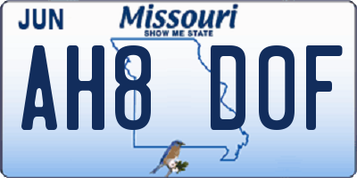 MO license plate AH8D0F