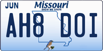 MO license plate AH8D0I