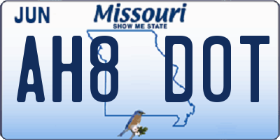 MO license plate AH8D0T