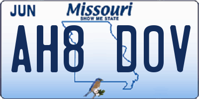 MO license plate AH8D0V