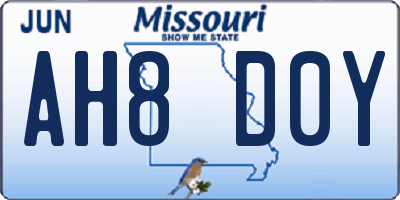 MO license plate AH8D0Y