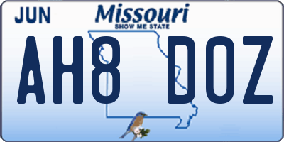 MO license plate AH8D0Z